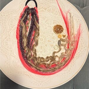 Pink,purple and Blonde dreadlocks accent Ponytail Extensions